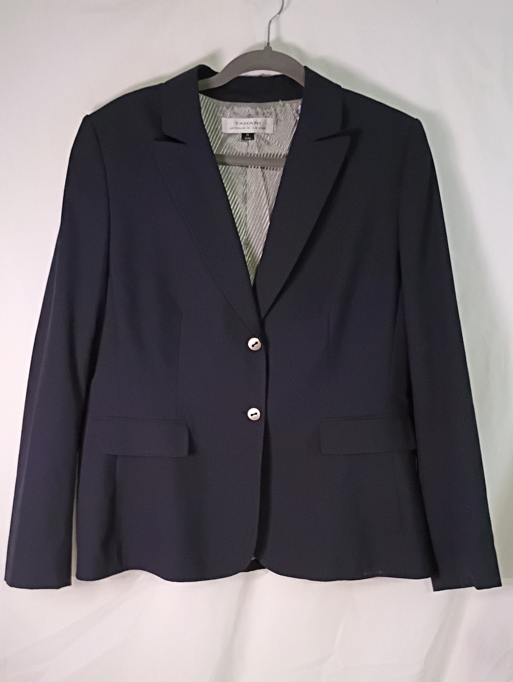 Tahari Women's Navy Tailored Blazer - Classic Two-Button Jacket